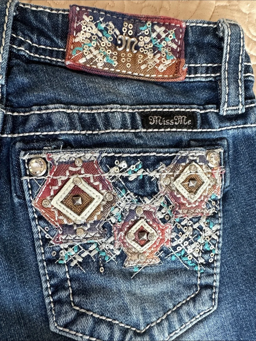 Miss Me Girls 12  Dark Wash Bootcut Jeans with Knee Whiskering